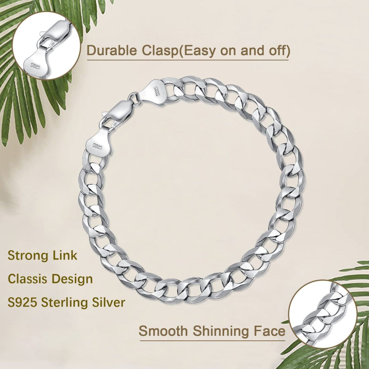 Sterling Silver Curb Link Chain Bracelet-3