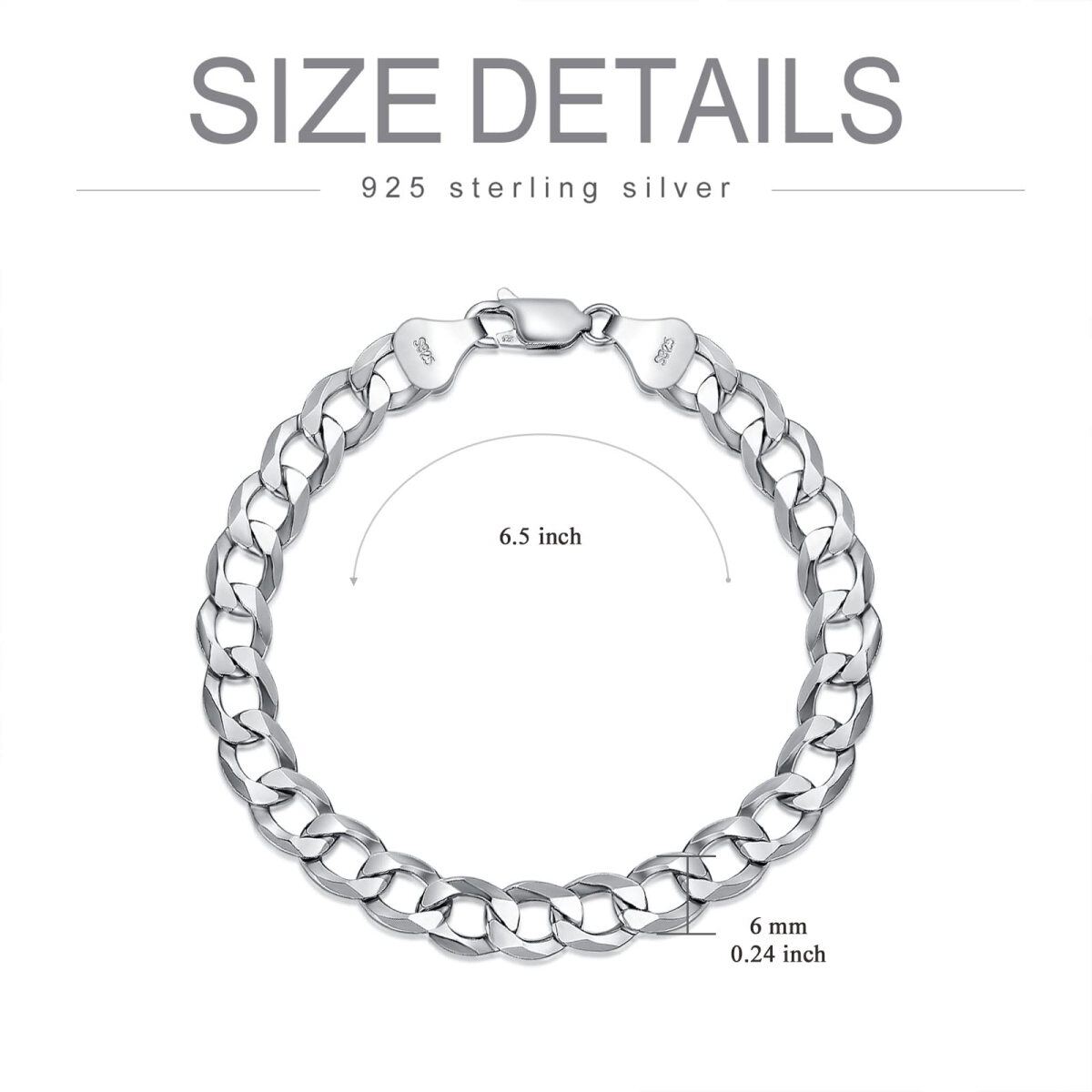 Sterling Silver Curb Link Chain Bracelet-4