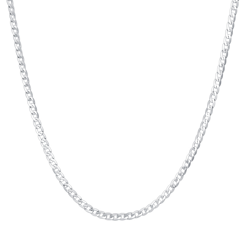 Collana a catena in argento sterling da 4 mm di larghezza con maglie a cordoncino da 14 pollici