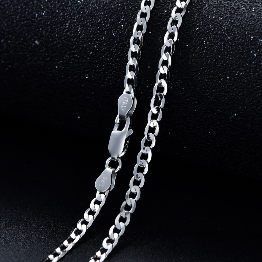 Sterling Silver Curb Link Chain Necklace-3