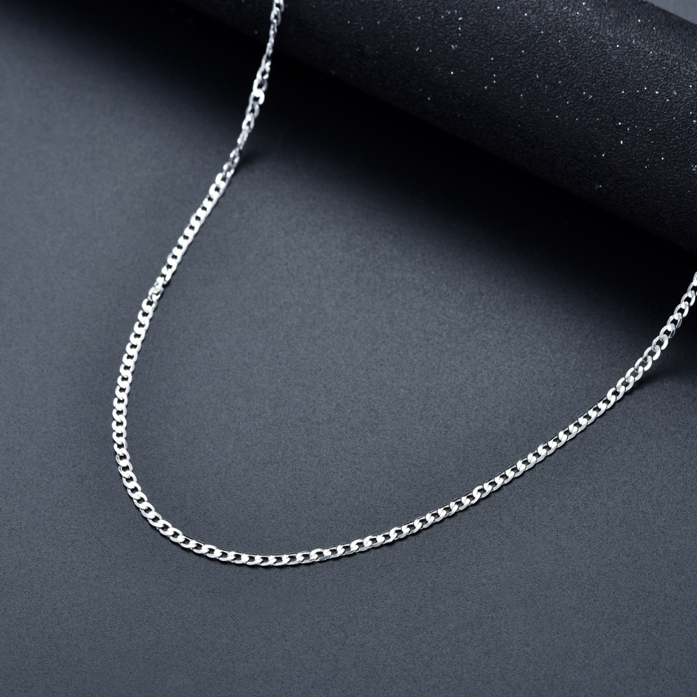 Sterling Silver Curb Link Chain Necklace-4