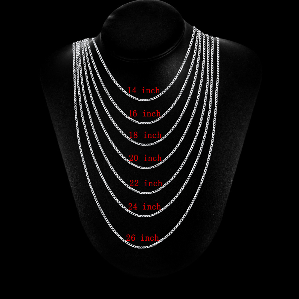 Sterling Silver Curb Link Chain Necklace-5