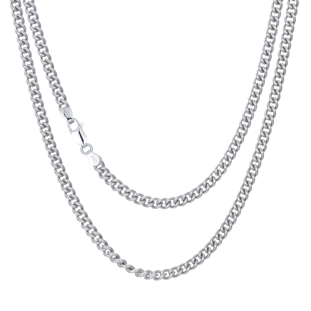 Sterling Silver Curb Link Chain Necklace-1