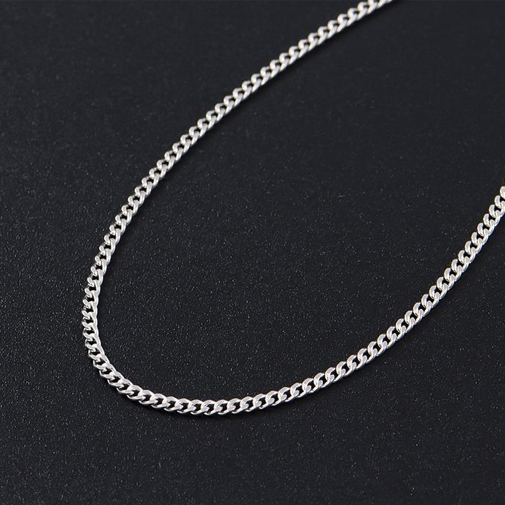 Sterling Silver Curb Link Chain Necklace-4