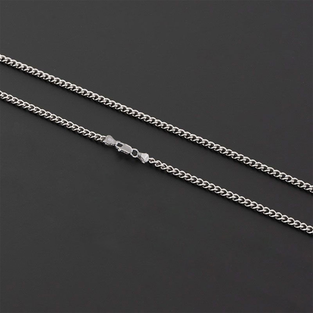 Sterling Silver Curb Link Chain Necklace-5