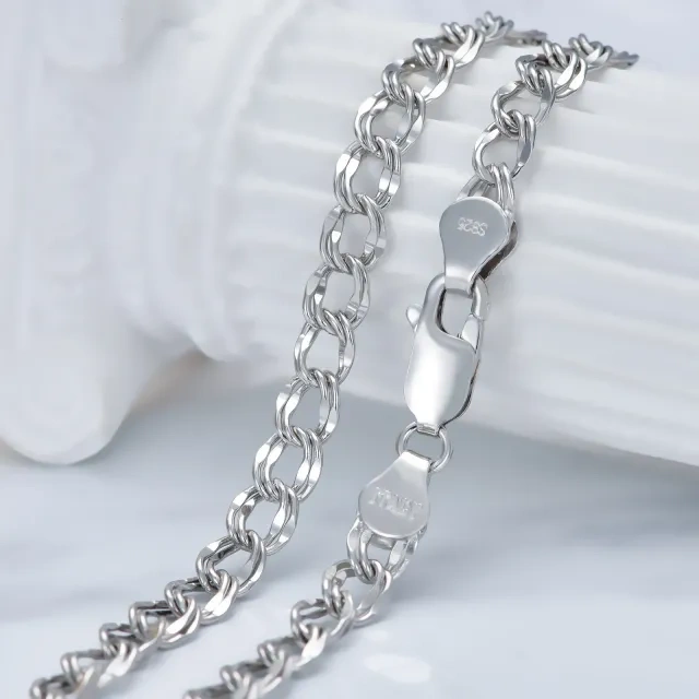 Sterling Silver Curb Link Chain Necklace-4