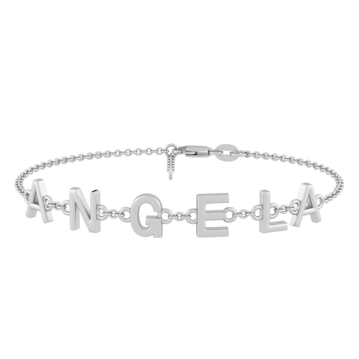 Pulseira com letras personalizadas em prata esterlina para mulheres-1