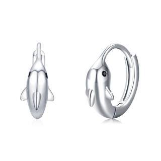 Sterling Silver Dolphin Hoop Earrings-37