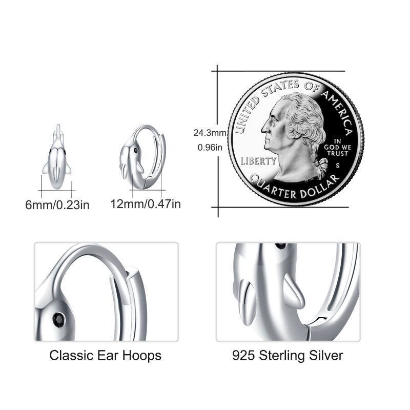 Sterling Silver Dolphin Hoop Earrings-7