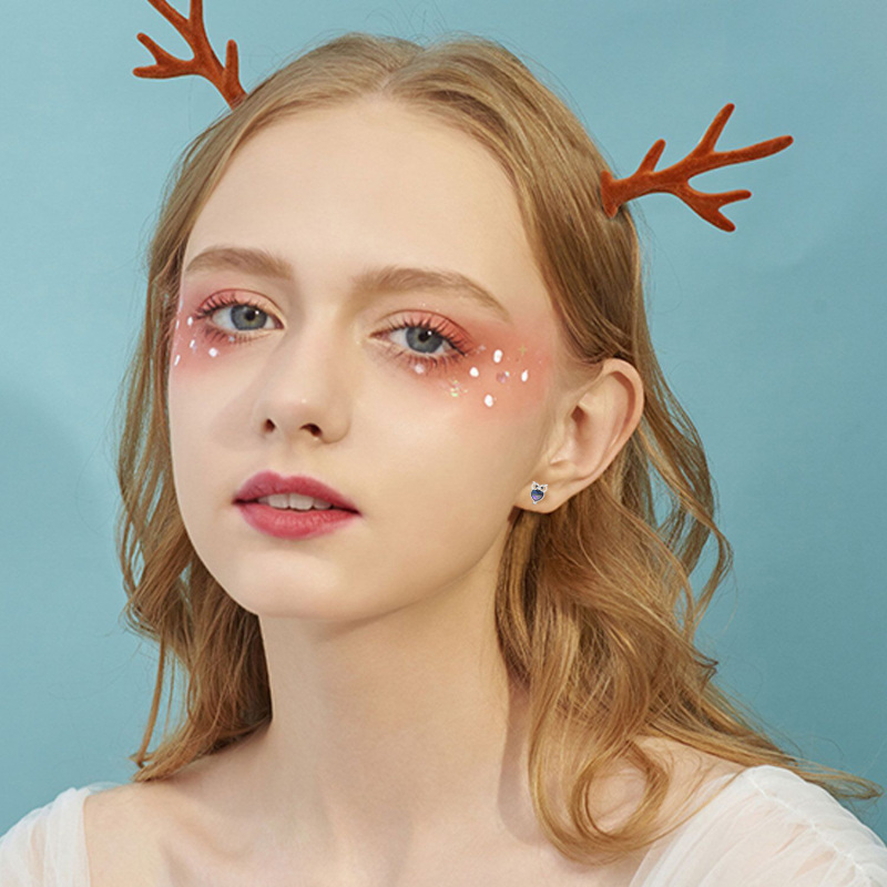 Sterling Silver Abalone Shellfish Owl Stud Earrings-2