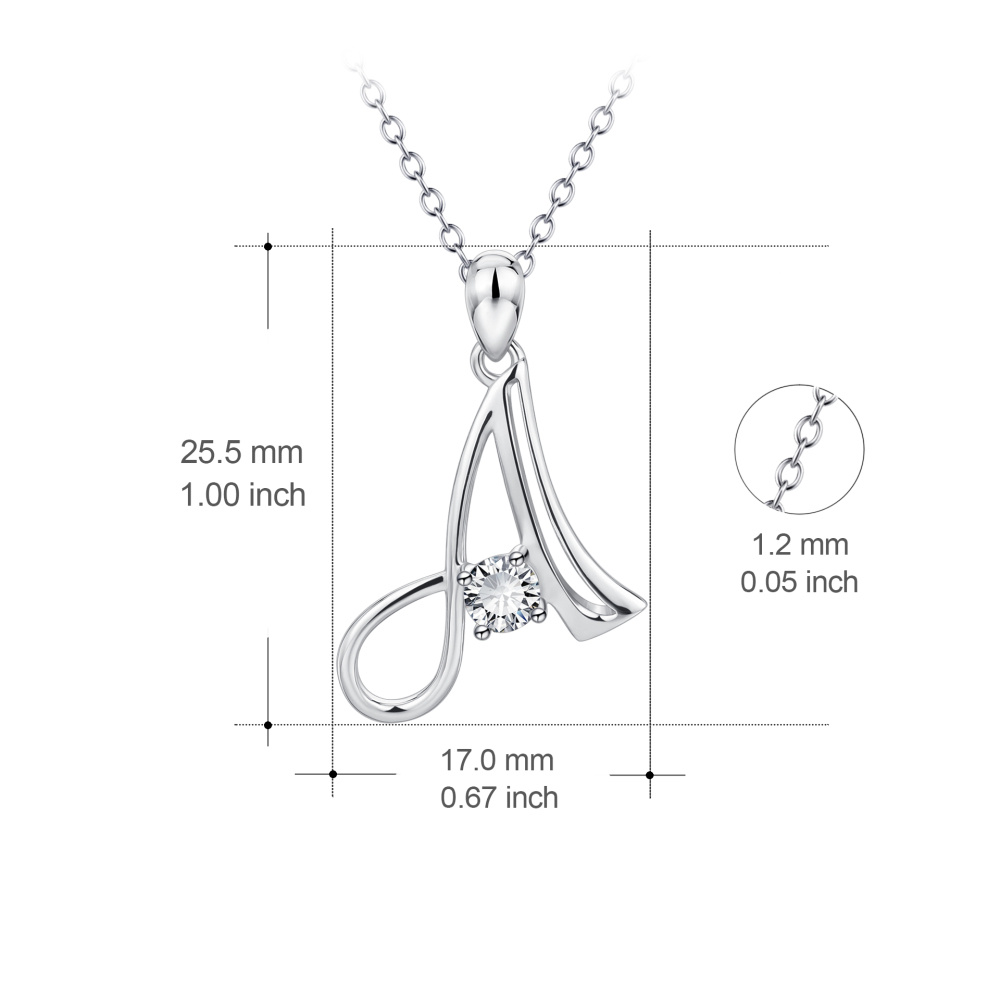 Collar con colgante de letra inicial A personalizado en plata de ley con circonita cúbica para mujer-4