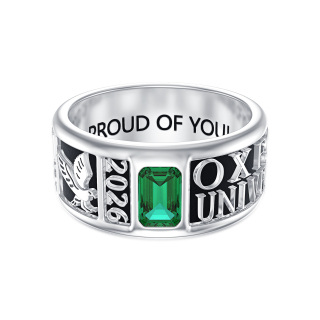 Sterling Silver CZ Personalized Name Birthstone High School College Class Ring for Men-12