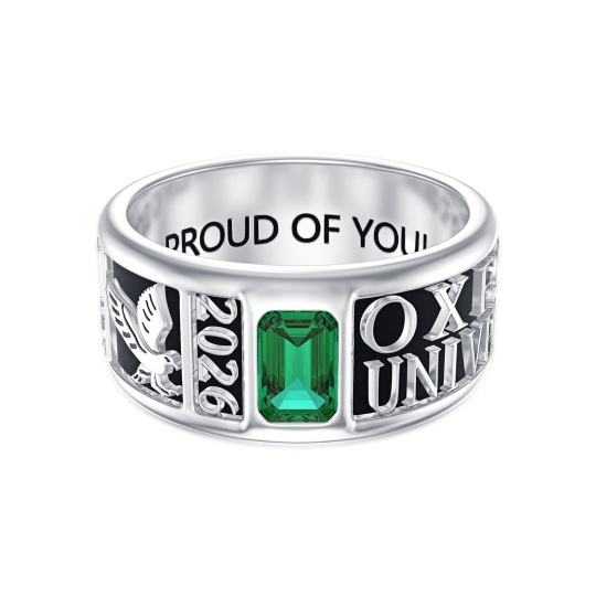 Sterling Silver CZ Personalized Name Birthstone High School College Class Ring for Men