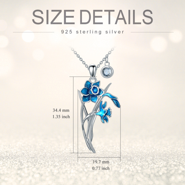 Sterling Silber Cubic Zirkonia Daffodil Anhänger Halskette-6