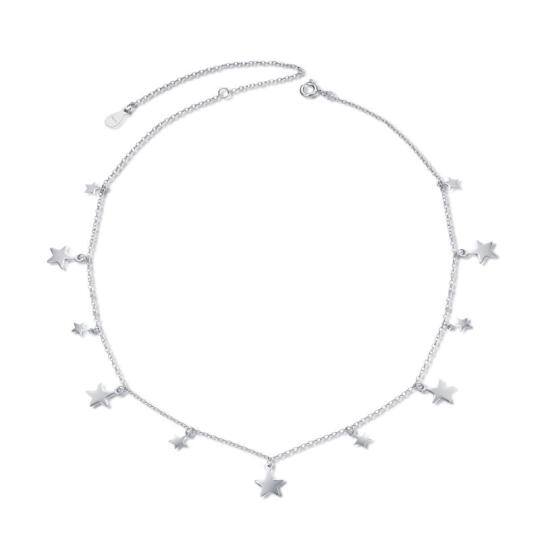 Colar gargantilha de metal com estrela de cinco pontas em prata esterlina