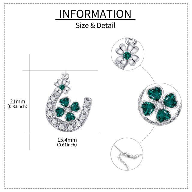 Sterling Silber Cubic Zirkonia Gänseblümchen & vierblättriges Kleeblatt & Hufeisen Anhänge-6