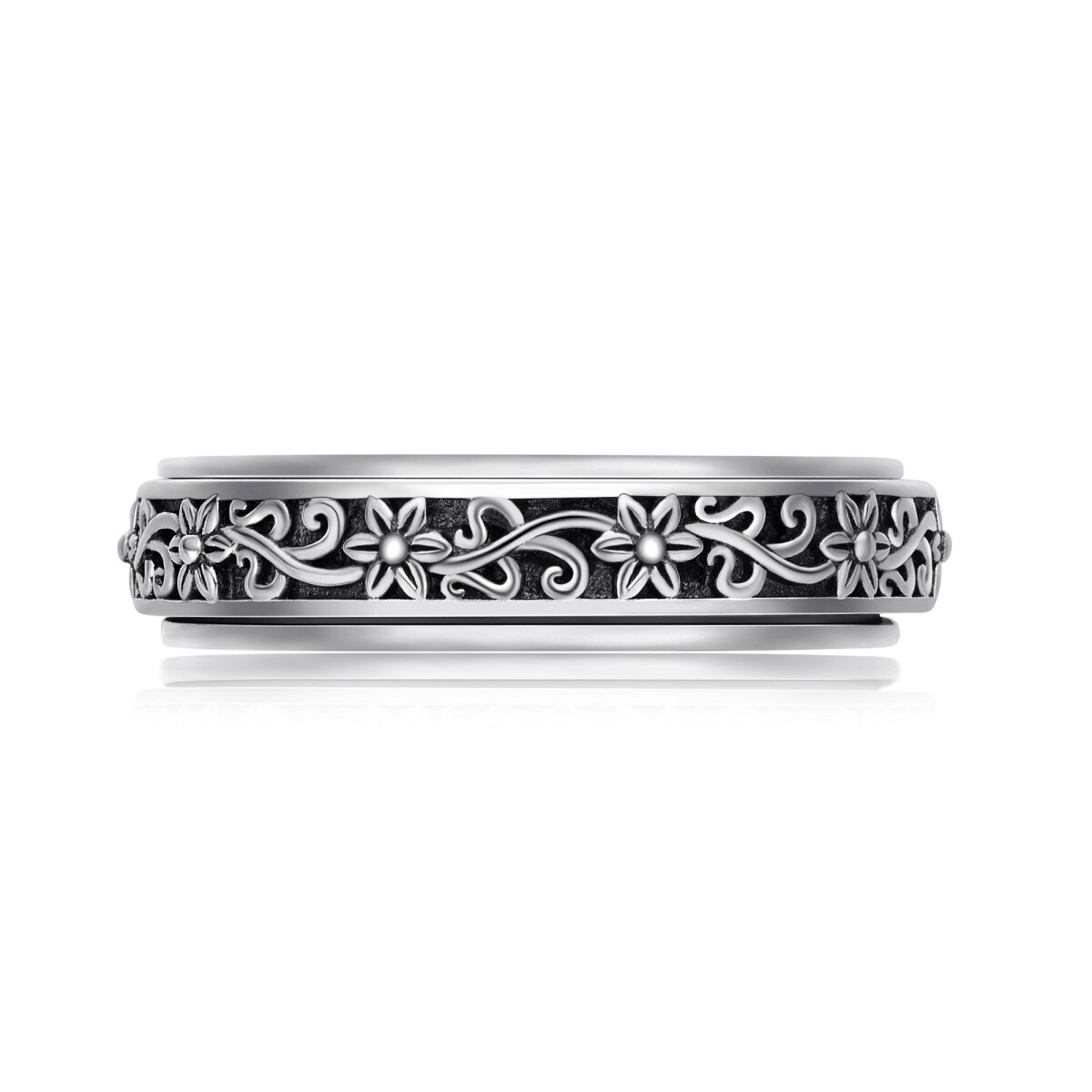 Sterling Silver Daisy & Ivy Spinner Ring-3