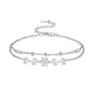 Sterling Silver Daisy Layerered Bracelet-34