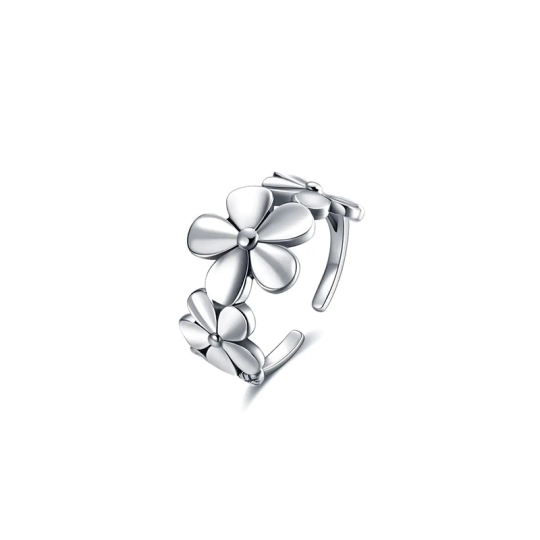 Bague ouverte marguerite en argent sterling