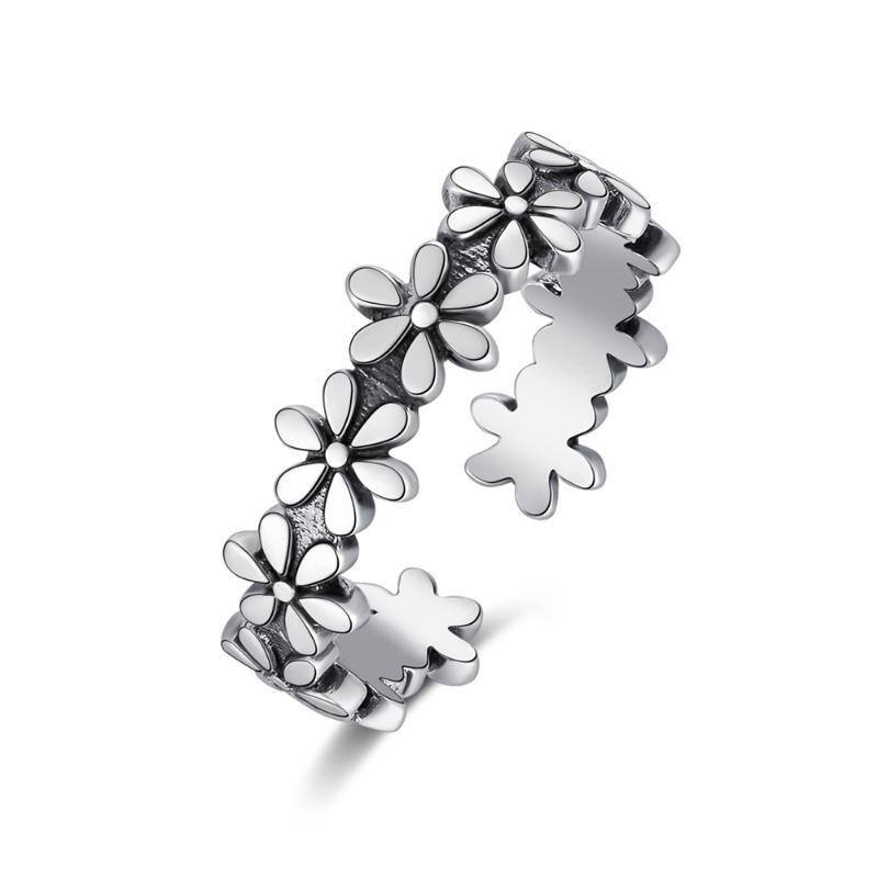 Anel aberto Daisy de prata esterlina-2