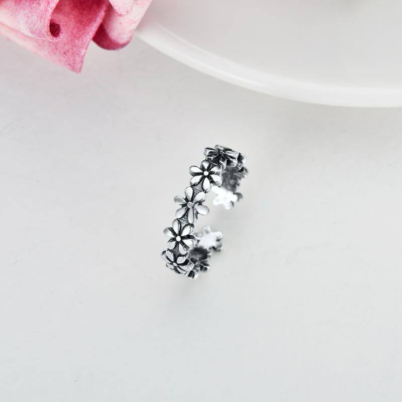 Sterling Silver Daisy Open Ring-4