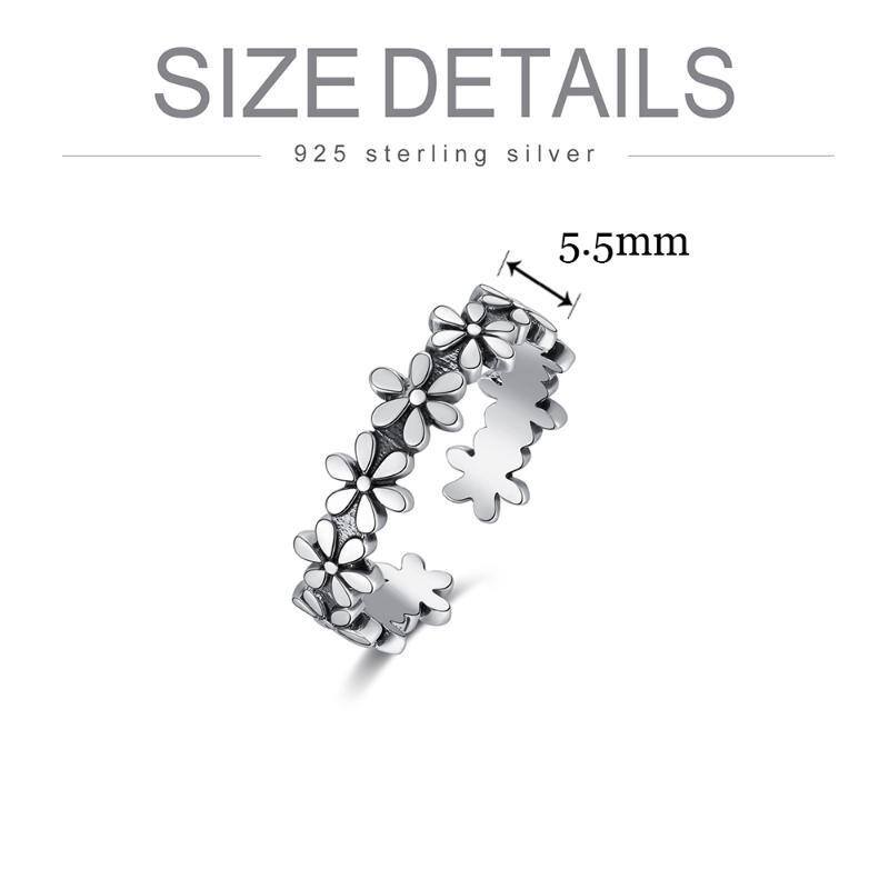 Sterling Silver Daisy Open Ring-5