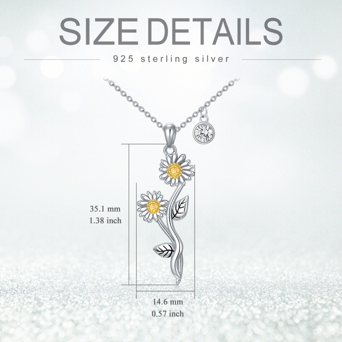 Sterling Silver Cubic Zirconia Daisy Pendant Necklace-3