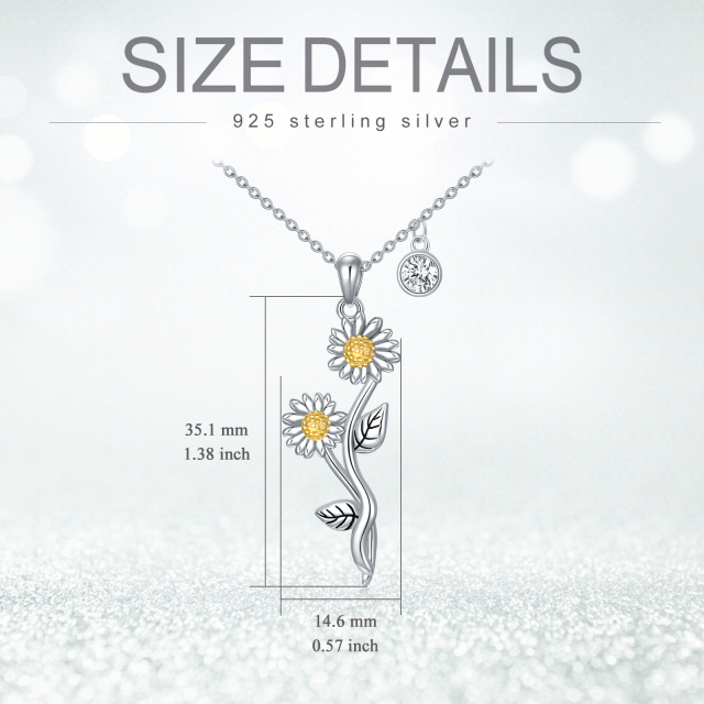 Collier en argent sterling avec pendentif marguerite en zircon cubique-3