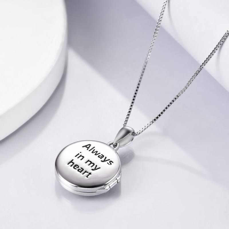 Collar de plata de ley Daisy Personalizado Foto Locket-4