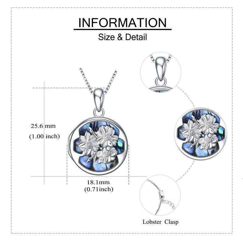 Sterling Silver Daisy Personalized Photo Locket Necklace-5