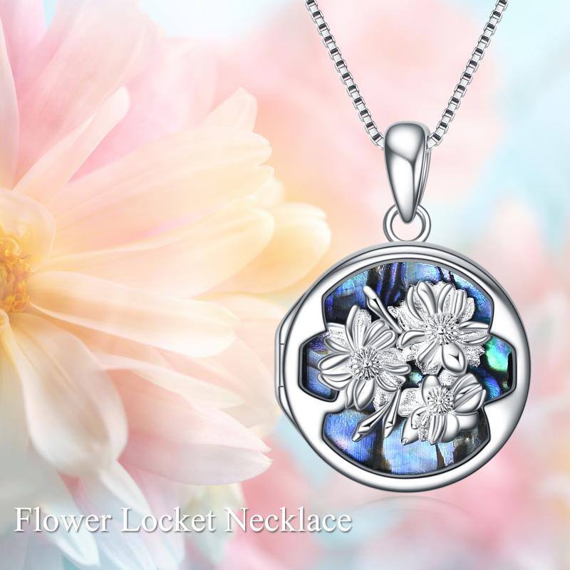 Collar de plata de ley Daisy Personalizado Foto Locket-6