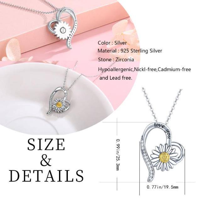 Sterling Silver Daisy Urn Necklace for Ashes with Engraved Word-3