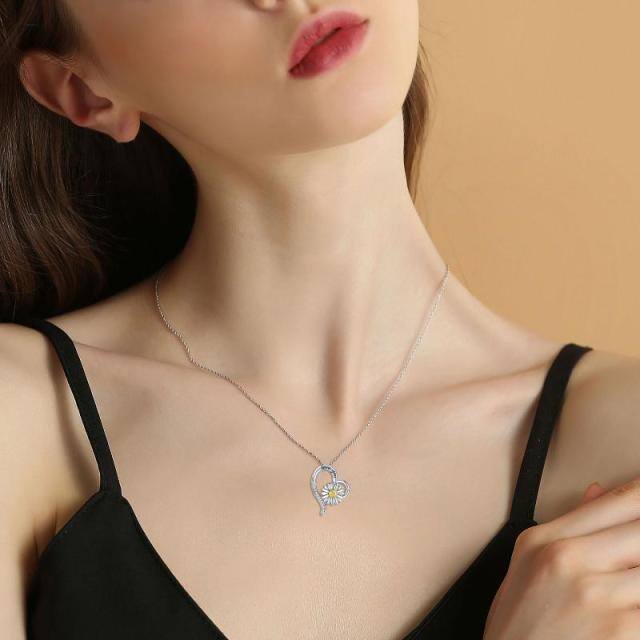 Collana con urna margherita in argento sterling per ceneri con parola incisa-4