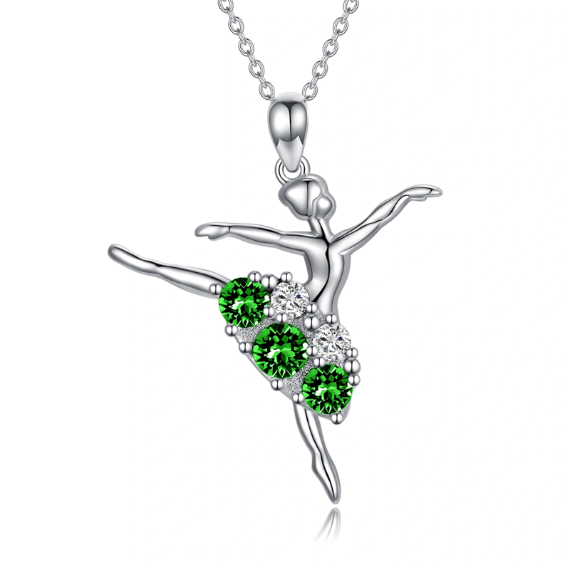 Collier en argent sterling avec cristaux et danseuse pour femme-2