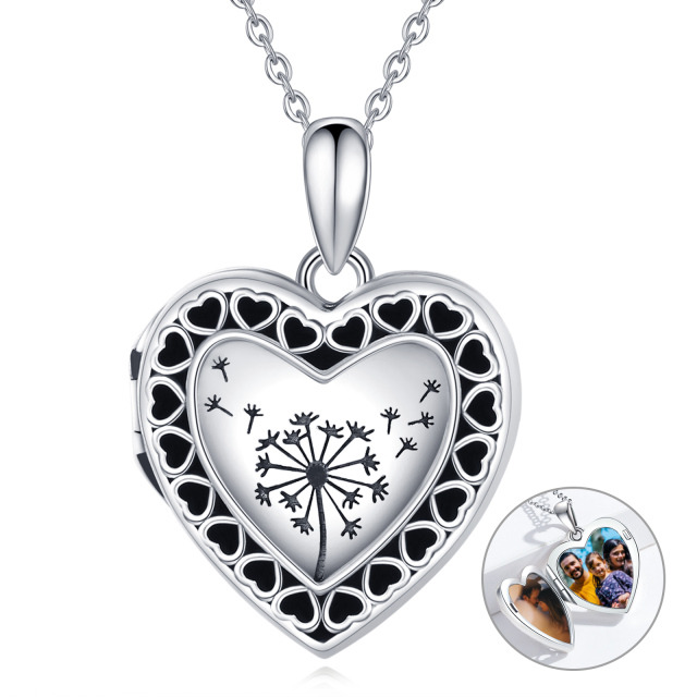 Sterling Silver Dandelion Personalized Photo Locket Necklace-5