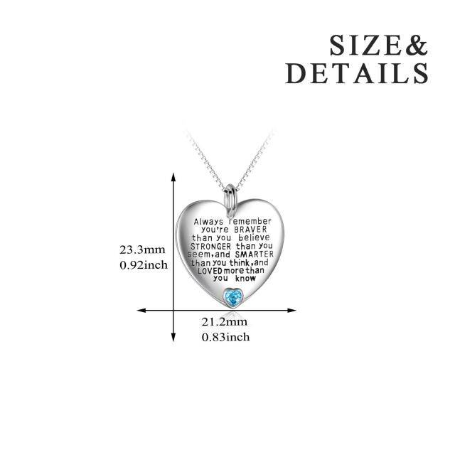 Sterling Silber Dezember Birthstone Cubic Zirkonia Herz Anhänger Inspirational Halskette-5