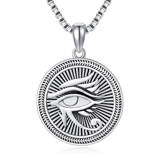 Sterling Silver Devil's Eye Pendant Necklace for Men