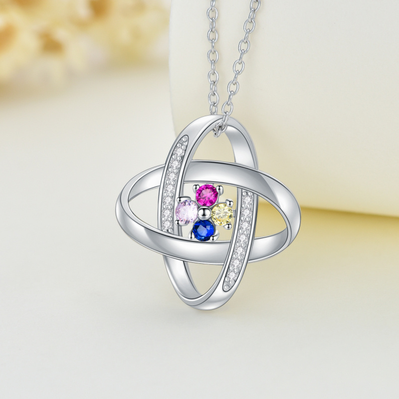 Sterling Silver Diamond Cross Knot Pendant Necklace-3