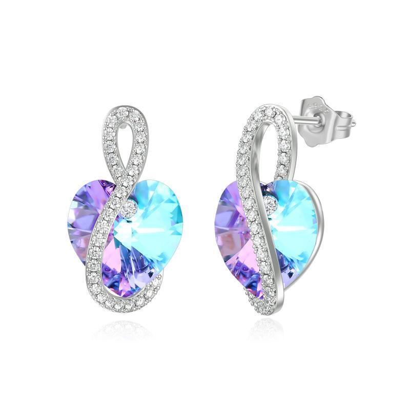 Sterling Sliver Infinity Heart embelezado amor brincos de cristal joias-1