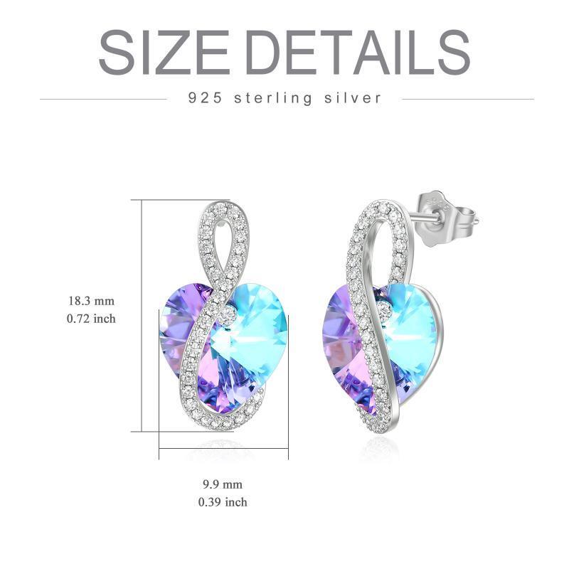 Sterling Sliver Infinity Heart embelezado amor brincos de cristal joias-3