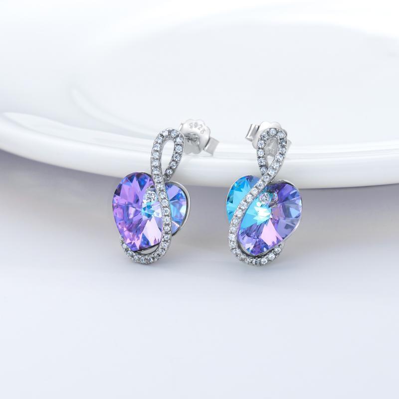 Sterling Sliver Infinity Heart embelezado amor brincos de cristal joias-4