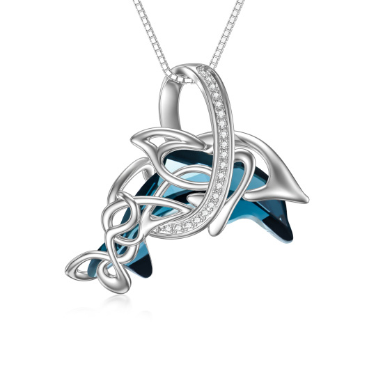 Sterling Silver Diamond Dolphin Pendant Necklace