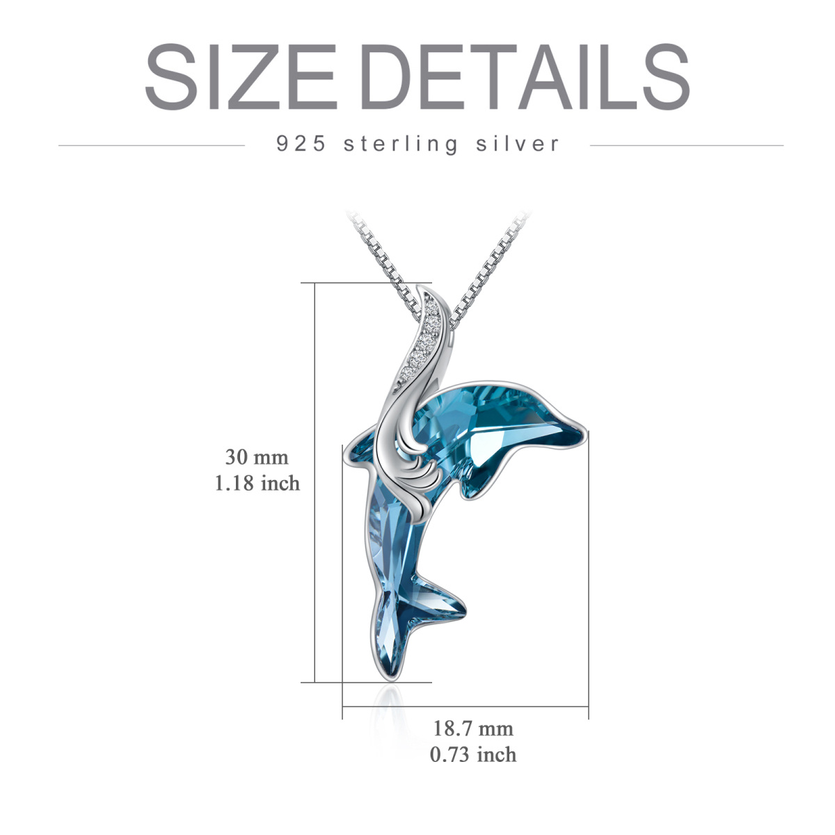 Sterling zilveren diamanten dolfijn hanger ketting-5