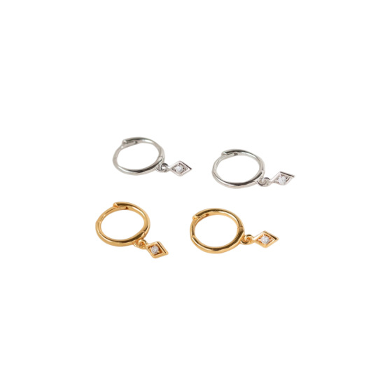 Boucles d'oreilles pendantes en argent sterling et diamants