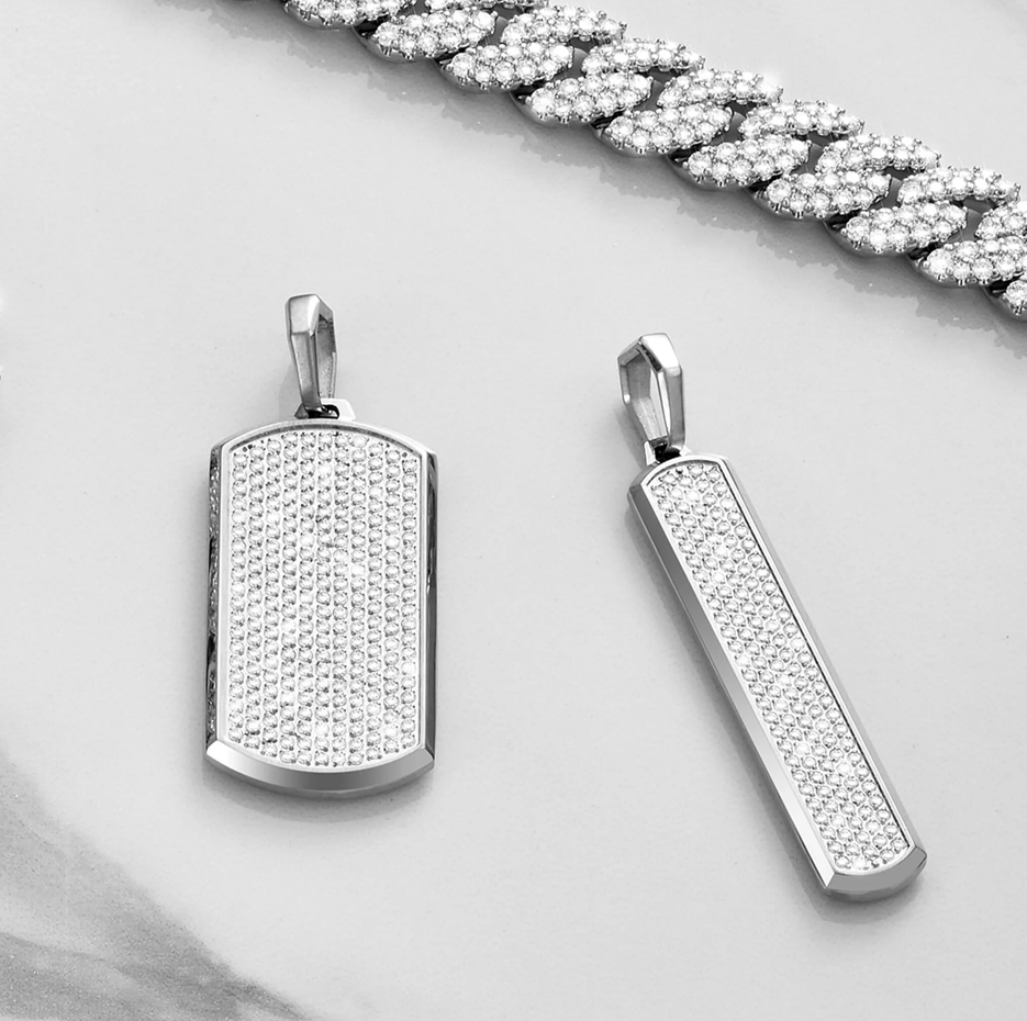 Colgante Capitol de plata de ley con diamantes helados-4