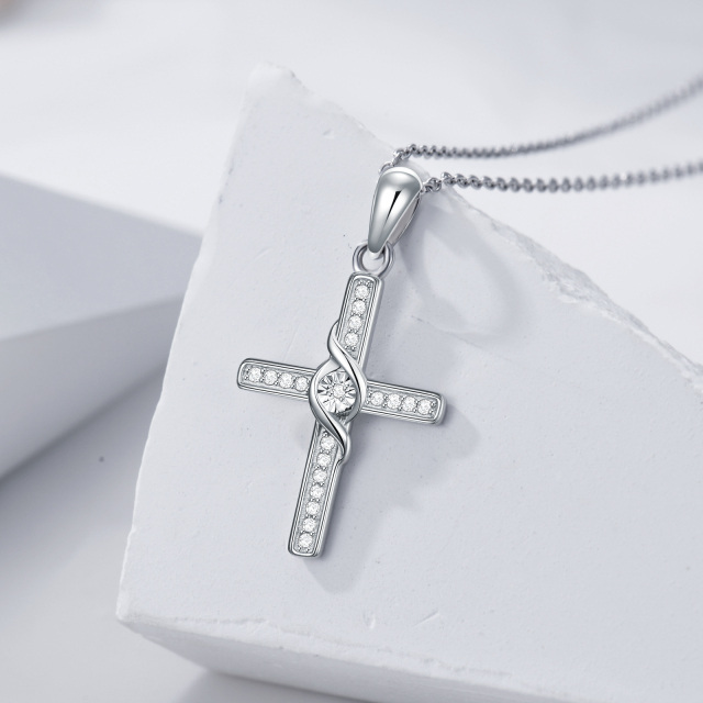 Sterling zilveren Diamond Ivy & Cross Hanger ketting-2