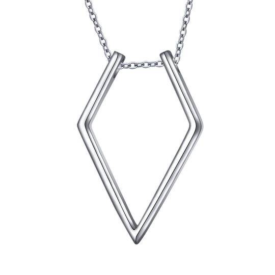 Collier en argent sterling avec pendentif porte-bague en forme de diamant