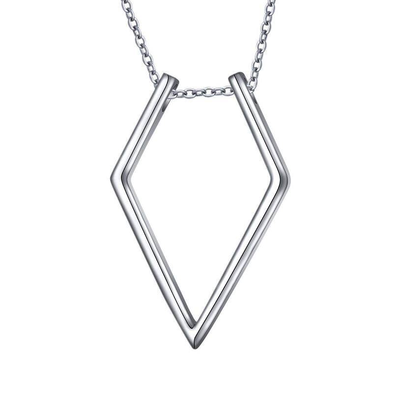 Sterling Silver Diamond Shaped Ring Holder Pendant Necklace