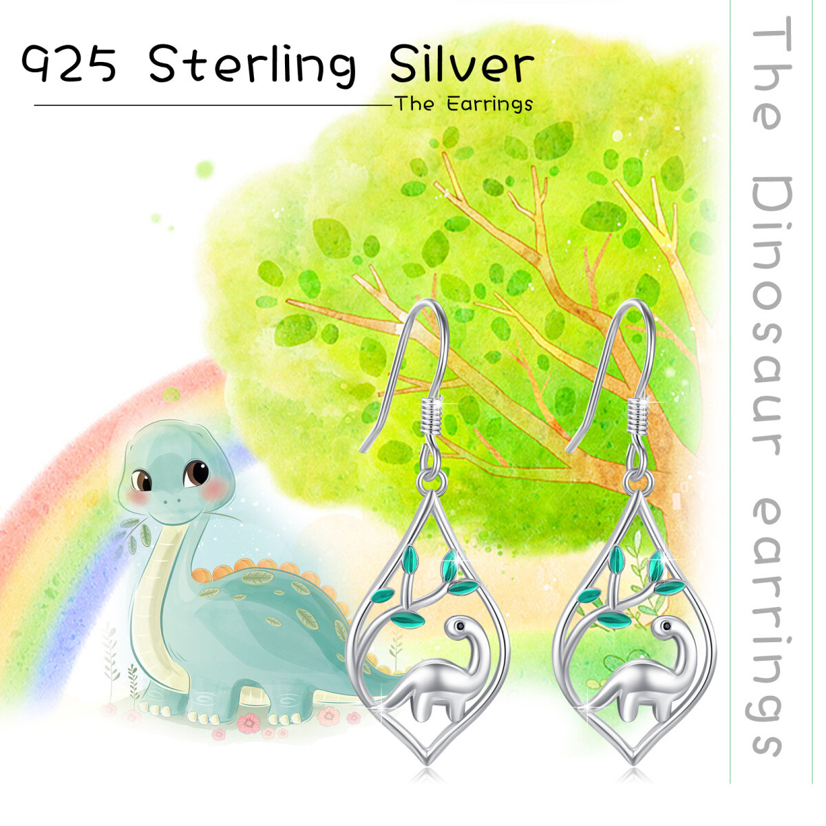 Pendants d'oreilles dinosaures en argent sterling-6