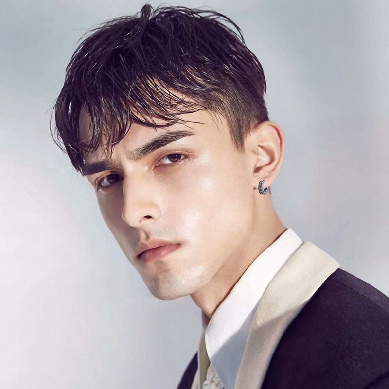 Brincos de prata esterlina com argola de dinossauro para homem-2